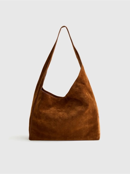 Handbags - Quince Italian Suede slouchy Shoulder Bag - whiskey brown no dust bag 0388